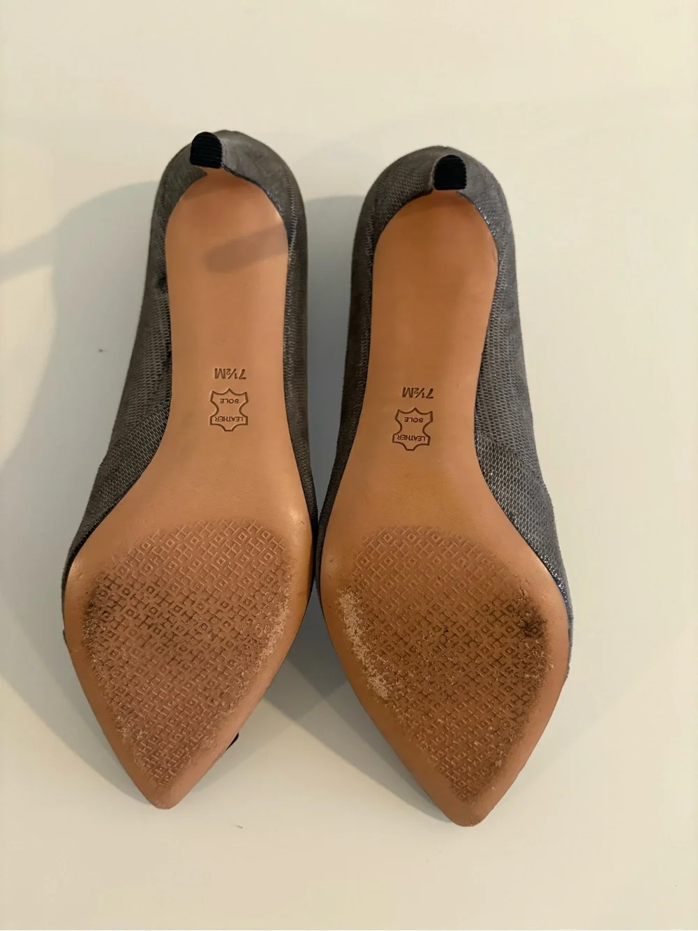 Tory Burch || Shaila Pewter Metallic Pump Cap Toe Silver Black 7.5
